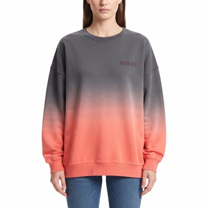 Sweat-shirt décontracté chaud à manches longues et col rond en molleton de coton dégradé bicolore, de qualité supérieure pour femme - Product Image 1