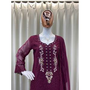 Beautiful Chiffon Floral Print Top and Bottom Set with Dupatta for Party Wear - Product Image 1
