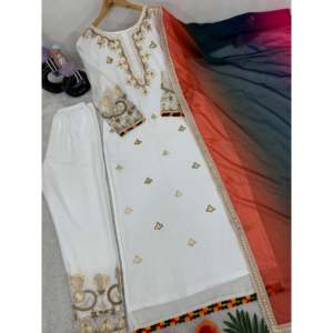 Hermoso Salwar Kameez de Algodón, Conjunto Moderno para Fiesta con Top, Pantalón y Dupatta - Product Image 4