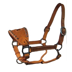 Harnais de cheval en cuir véritable, tressé, avec nezier orné, design croisé, clouté, réglable, équipement équestre de qualité supérieure - Product Image 1