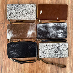 Prix usine peau de vache dames sac à main femmes fermeture éclair portefeuille en cuir véritable Long bracelet pochette porte-carte de crédit portefeuilles pour femmes - Product Image 5