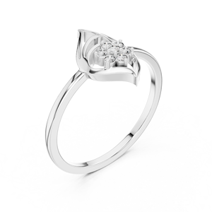 Anillos de oro macizo de 10k, 14k y 18k para mujer, con diamantes de corte redondo minimalista en forma de hoja, para regalo, compromiso, aniversario, boda. - Product Image 3