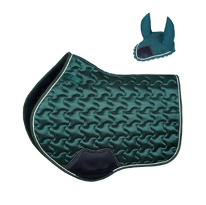Juego de almohadillas de satén para silla de montar con visera antimosquitos a juego |   Manta Acolchada para Silla de Montar |   Fabricante de Equipos de Equitación - Product Image 1