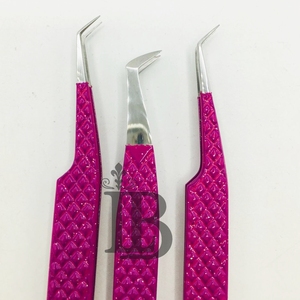 <b>Top</b> Trend Sustainable Stainless Steel Eyelash Extensions Tweezers Purple Color Tweezers 45 Degree Boot Volume Eyelash Tweezers - Product Image 6
