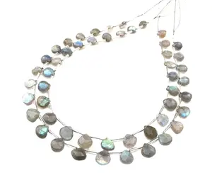 天然拉布拉多25件刻面心形布里耶珠美丽的蓝色火花园石材制作珠宝