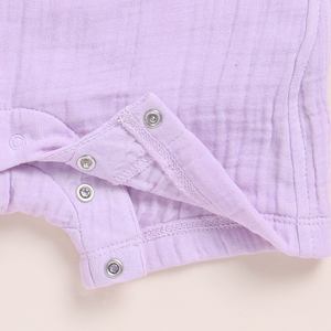 Premium Quality Organic <b>Muslin</b> Lilac Half Romper <b>Baby</b> Clothing with Elegant Frill - Product Image 4