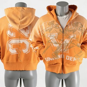 Custom <b>Screen</b> Print <b>Sun</b> Faded Distressed Embroidered Patches Winter Eco-Friendly Heavyweight Oversized Zip Cotton Acid Wash - Product Image 6