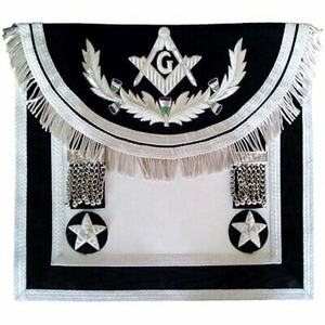 Premium Quality Hand Embroidered Regalia Masonic <b>Apron</b> Past Master Blue Lodge <b>Apron</b> <b>White</b> & Blue Velvet <b>Aprons</b> MASONIC REGALIA - Product Image 3