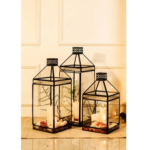 Hexagon Metal Glass <b>Lantern</b> <b>Candle</b> Holder For Home Tabletop Decoration Indoor Outdoor Use - Product Image 2