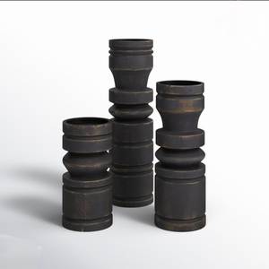 Cadeaux de Noël : Ensemble de 3 bougeoirs en bois noir imprimé, faits à la main, pour bougies chauffe-plat, décoration d'intérieur, au meilleur prix - Product Image 2