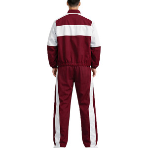 Ensemble de survêtement rétro OEM personnalisé avec blocs de couleur pour homme – Veste coupe-vent à boutons-pression et pantalon de jogging à jambe droite – Sweats à capuche pour homme - Product Image 5