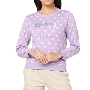 Sweat-shirt ras du cou en coton de grande taille Sweat-shirt de couleur personnalisée Sweat-shirt à col rond pour femmes - Product Image 1