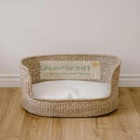 Panier en jonc de mer naturel tissé à la main pour chiens et chats, fournitures de maison pour animaux de compagnie, accessoires en gros et OEM personnalisé