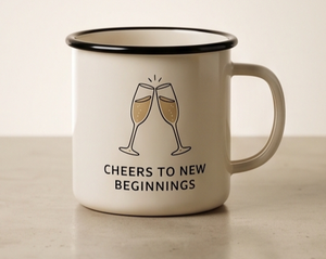 แก้วเคลือบเหล็กพิมพ์ลายแชมเปญ "Cheers To New Beginnings" สำหรับขายส่งจากโรงงานโดยตรง - Product Image 1