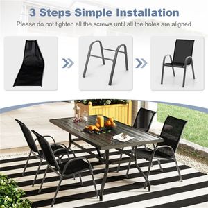 <b>Stackable</b> Patio Dining <b>Chairs</b> 2-Pack Ergonomic Black Steel Frame Breathable Fabric <b>Outdoor</b> <b>Chairs</b> 330 LBS Capacity - Product Image 2