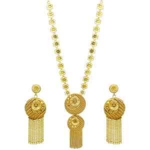 Ensemble de bijoux longs en laiton plaqué or 14K, 18K, 24K, design traditionnel turc, style Dubaï, bijoux de mariée, Oro Joyeria, vente en gros - Product Image 4