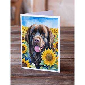 Whimsical Newfoundland in Sunflowers A7 Tamaño 5x7 Tarjetas de notas en blanco Paquete de 8 con sobres Tarjetas de felicitación de nuevo diseño - Product Image 2