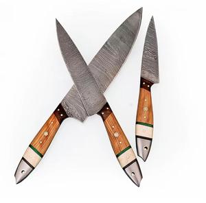 Personalized <b>Sharp</b> & Beauty Damascus Steel Eco-Friendly 3 Chef <b>Knives</b> with Customized Handle - Product Image 4