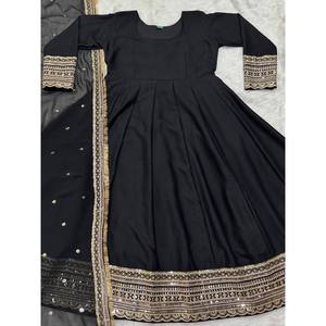 Designer XS Size Party Wear Anarkali Gown with Pent and Dupatta for Special Occasions - Product Image 1