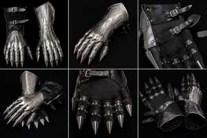 Guantes de Caballero de Acero Plateado, Guantes de Armadura Medieval Grabados, Dedos Articulados, Disfraz de Cosplay - Product Image 2