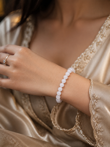 Natural Rose Quartz Healing Crystal Ball <b>Beads</b> Cute Unisex <b>Bracelet</b> Authentic Translucent Stone Energy Balancing Gift Jewelry - Product Image 1