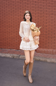 Women's Lace Peter Pan Collar Blouse Long Sleeve Sweet Vintage Style Sheer <b>Layer</b> Embroidered <b>Top</b> Spring Summer ELLIOT - Product Image 2