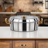 หม้อตุ๋นสเตนเลสสตีลสุดหรู ลายตอกแบบแฟนซี สีโรสโกลด์ ทนทาน พร้อมฝาปิด สำหรับโรงแรมและร้านอาหาร - Product Image 5