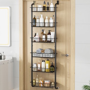 1 pezzo 6-Tier in acciaio al carbonio cestello sopra porta dispensa organizzatore ganci appesi 62.99in portaoggetti per cucina e bagno - Product Image 1
