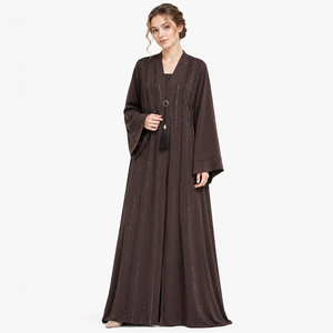Abaya Estilo Dubái Minimalista, Kaftán Abierto por Delante, Abaya Turca Abierta, Abaya Clásica Farasha, Abaya con Mangas Kimono, Abaya Árabe Moderna A - Product Image 6