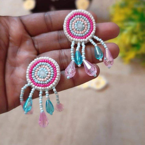 Pendientes de Flecos con Cuentas Ojo de Diablo, Pendientes Colgantes de Cuentas de Semillas Coloridas Rosas, Amuleto de Protección Boho, Pendientes Ojo Turco, Regalo - Product Image 6