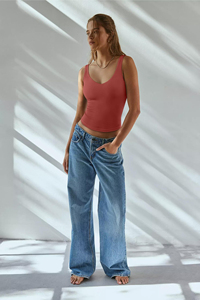 เสื้อกล้ามผู้หญิง ทรงรัดรูป แฟชั่น ไร้แขน ซับในสองชั้น คอวี ใส่สบายๆ สำหรับฤดูร้อน รุ่นพื้นฐาน ปี 2026 ทันสมัย เหมาะสำหรับออกกำลังกายและใส่ออกไปข้างนอก - Product Image 2