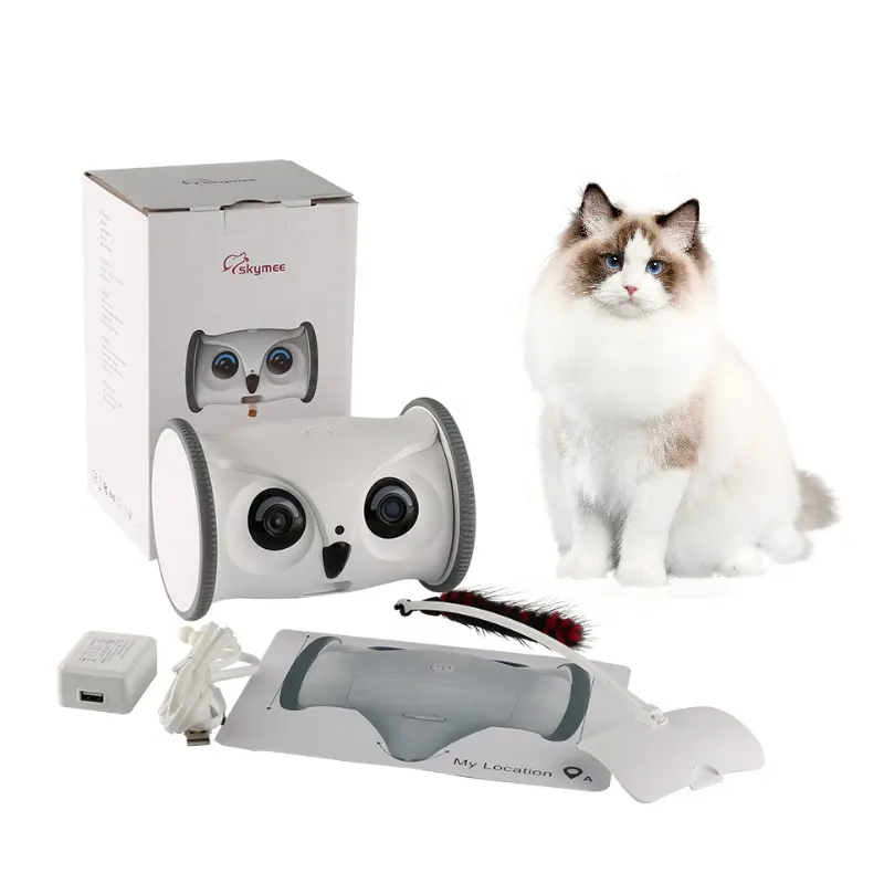 도매 업그레이드 자동 스마트 애완 동물 장난감 대화 형 올빼미 로봇 와이파이 With1080p HD 비디오 카메라 고양이 개 애완 동물 용품