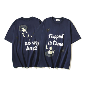 T-shirts personnalisés de haute qualité 100% coton, coupe ample, respirants, impression puff, avec logo personnalisé pour hommes, col rond - Product Image 1