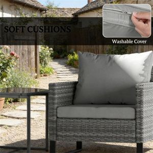 Set da Giardino o Terrazza in Tre Pezzi, Colore Grigio, per Gite in Taverna - Product Image 4