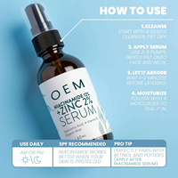 Sérum Visage Éclaircissant Anti-Pores Dilatés à 12% de Niacinamide, Zinc PCA, Acide Hyaluronique, Vitamine E et Aloe Vera – Marque Blanche – 30ml/100ml