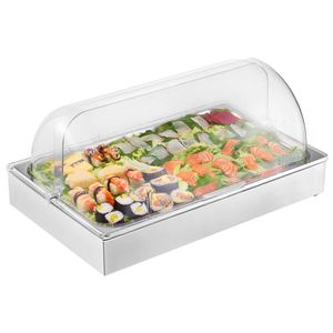 Contenitore Espositore per Alimenti da Banco in Acciaio Inox 1x1, Dispenser per Condimenti e Vassoio per Buffet - Product Image 1