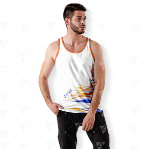 Camiseta sin Mangas Personalizada para Hombre, Talla Grande, Transpirable, Ecológica, de Secado Rápido, Poliéster/Algodón, Estampada o Lisa, Cuello Redondo, 220g, para Entrenamiento de Verano - Product Image 4