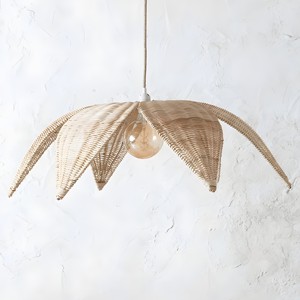 Flower Shaped Rattan Hanging Lampshade Natural Bedside Pendant Lamp <b>Cover</b> Top Selling Kids Bedroom <b>Light</b> Lamps - Product Image 1