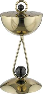 Modern Silver Metal Bakhoor Burner Contemporary Teardrop Pedestal Incense Censer with Black Orb Accents for Oud and Resin - Product Image 2