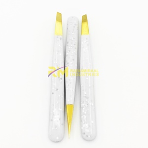 RMI Gold Plasma Tip And Glitter Coated Color Angle And Pointed Tweezer Set Stainless Steel - Product Image 2