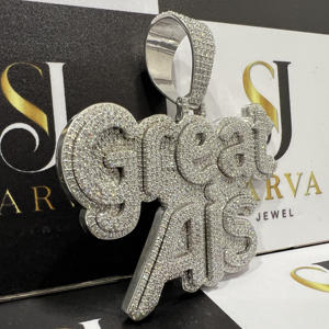 Pendentif en diamant de laboratoire certifié glacé, style hip-hop, argent 925, or blanc, personnalisé, chaîne en diamant VVS, pour homme, pour soirée - Product Image 3