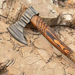 Hacha Nórdica Estilo Vikingo Hecha a Mano con Mango de Madera, Herramienta para Acampar al Aire Libre, Bushcraft, Carpintería, Decoración Rústica, Regalo - Product Image 3
