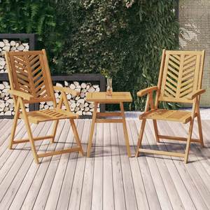 Solid Wood <b>Folding</b> Bistro Set, <b>Reclining</b> <b>Chairs</b> with Chevron Slat Back and Square Table - Product Image 1