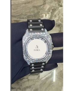 Reloj Cuadrado de Acero Inoxidable con Diamante Moissanite, 40 mm, Cristal de Zafiro Negro, Movimiento Mecánico, Claridad VVS, Lujo y Moda - Product Image 1