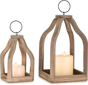 Lanterne en bois au design tendance et magnifique avec cordelette de suspension pour balcon, jardin et décoration extérieure - Product Image 1
