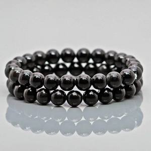 Chakralume Natural Black Obsidian Smooth <b>Ball</b>-Shaped Beads Trendy Unisex Stretch Bracelet Rajasthan Healing Jewelry Wholesale - Product Image 5
