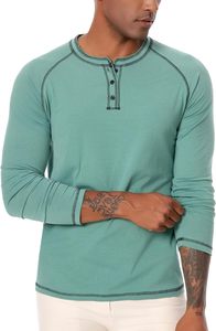 Nouveau T-shirt Henley blanc à manches longues pour homme, 100 % coton, coupe classique, couleur unie, tricoté, col rond, vente en gros OEM ODM - Product Image 3