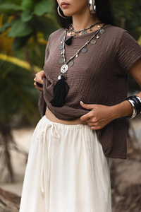 Blusa de Gasa de Algodón para Mujer, Modelo Zaira, Súper Suave, Ligera, Estilo Boho, Transpirable, Holgada, para Verano - Product Image 2