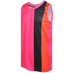 Camiseta de Baloncesto Unisex Rosa, Negra y Naranja, sin Mangas, Cuello Redondo, Malla de Poliéster, Ropa Deportiva para Adultos, Transpirable, para Todas las Temporadas - Product Image 1