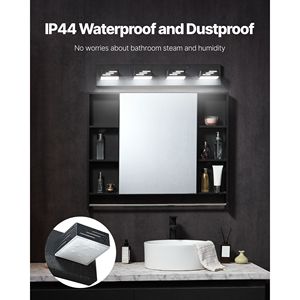 Moderna Lampada da Bagno a 4 Luci LED, 25,59 Pollici, Finitura Nera, Illuminazione da Parete per Bagno con Specchio Cromato IP44 Impermeabile - Product Image 5